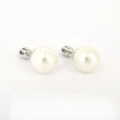Stříbrné náušnice na šroubek s perlou N259
